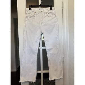 ZARA Women’s White Straight Leg Jeans – Size 8 (EUR 40) – Raw Hem Cropped Denim